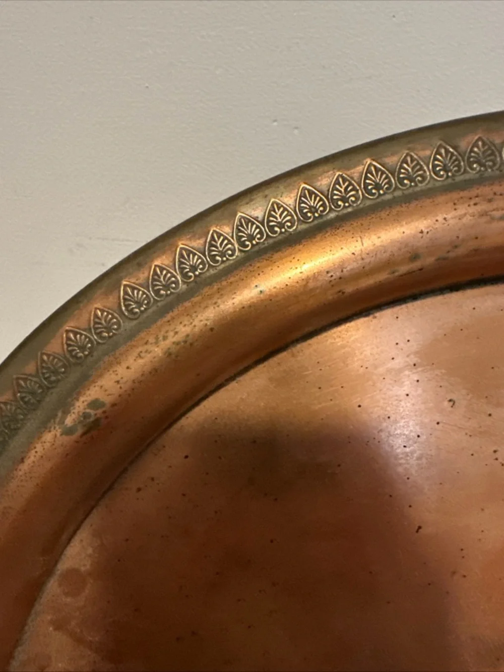 Vintage Copper Decorative serving tray barware vanity Warm Copper Tone 14.5”D